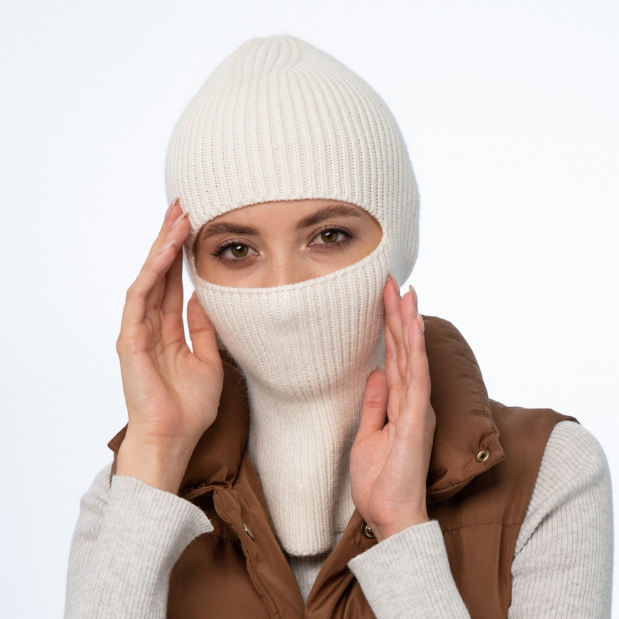 Балаклава жіноча віскоза з ангорою молочна DEREK 969-002, фото 4