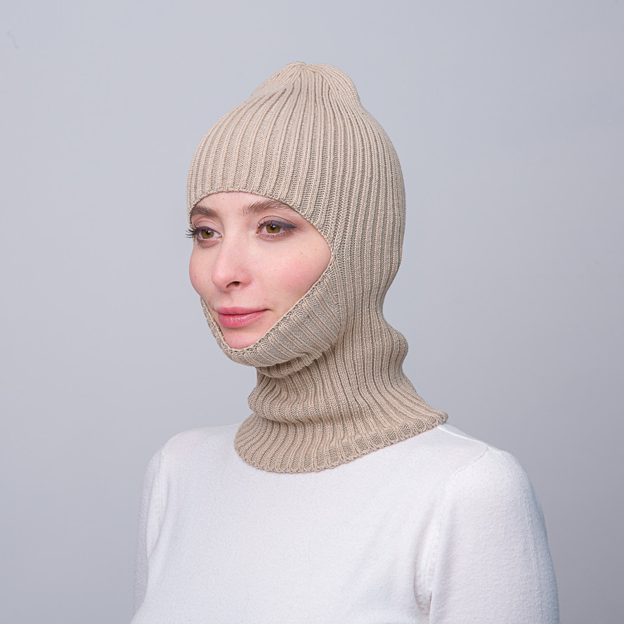 Балаклава жіноча бавовна з акрилом бежева KYLE 000-957, фото 3