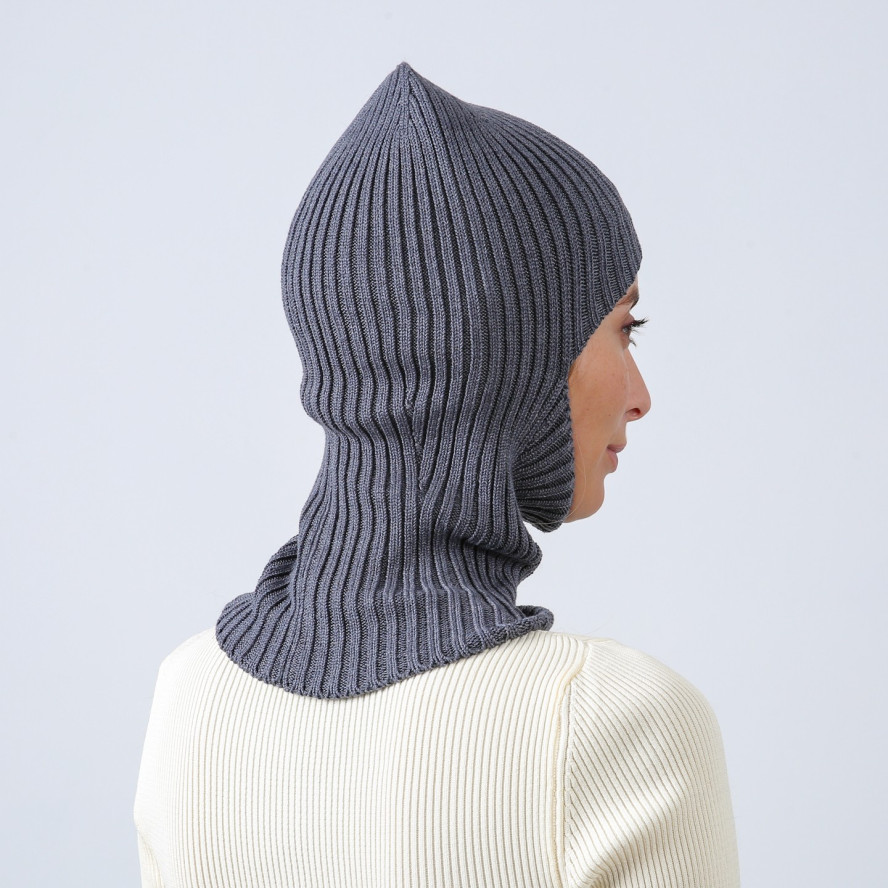 Балаклава жіноча бавовна з акрилом сіра KYLE 000-971, фото 6