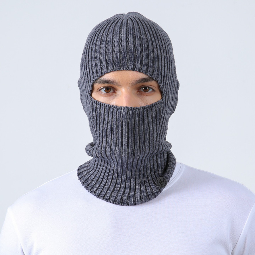 Балаклава мужская хлопок с акрилом серая KYLE 000-971, фото 5