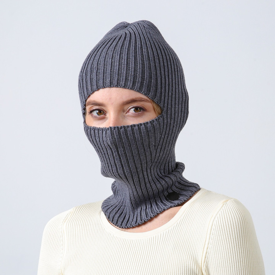Балаклава жіноча бавовна з акрилом сіра KYLE 000-971, фото 4