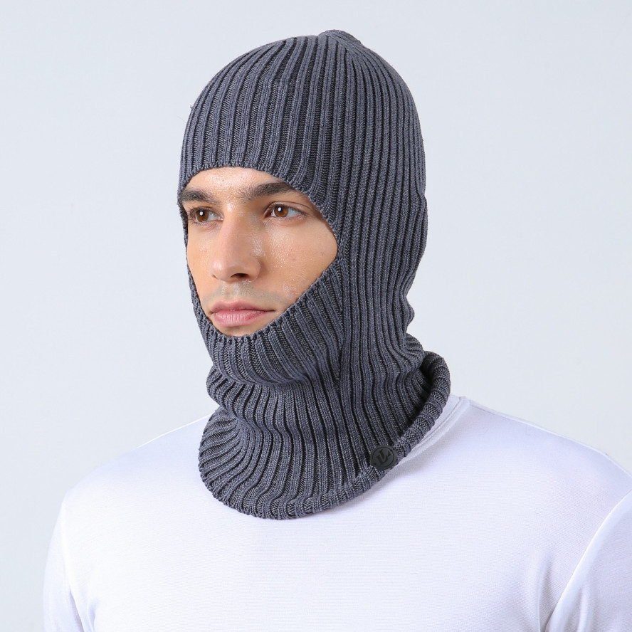 Балаклава мужская хлопок с акрилом серая KYLE 000-971, фото 4
