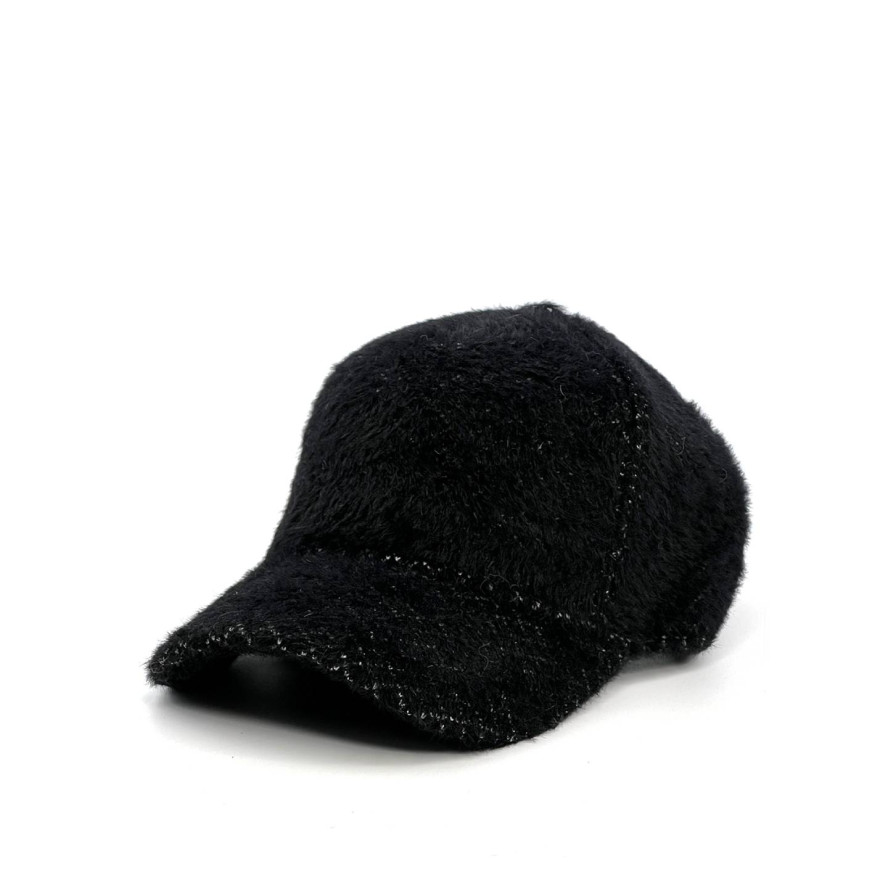 Бейсболка с регулятором женская искусственный мех ангора черная 057-050, фото 1