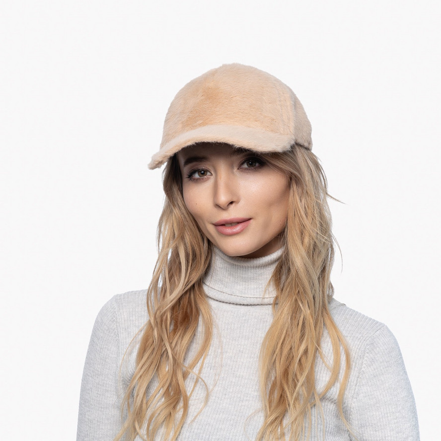 Бейсболка з регулятором жіноча штучне хутро кролик бежева LAM 279-162, фото 4