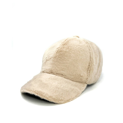Бейсболка з регулятором жіноча штучне хутро кролик бежева LAM 279-186