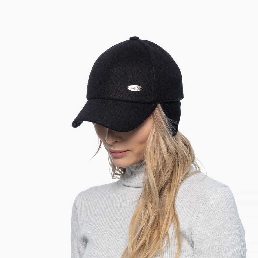 Бейсболка з регулятором і вушками жіноча вовна чорна КЕЙТ 307-742, фото 5