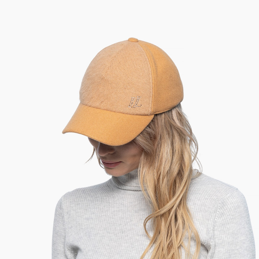 Бейсболка з регулятором і вушками жіноча ангора/кашемір помаранчева КЛАРІС 323-797, фото 4