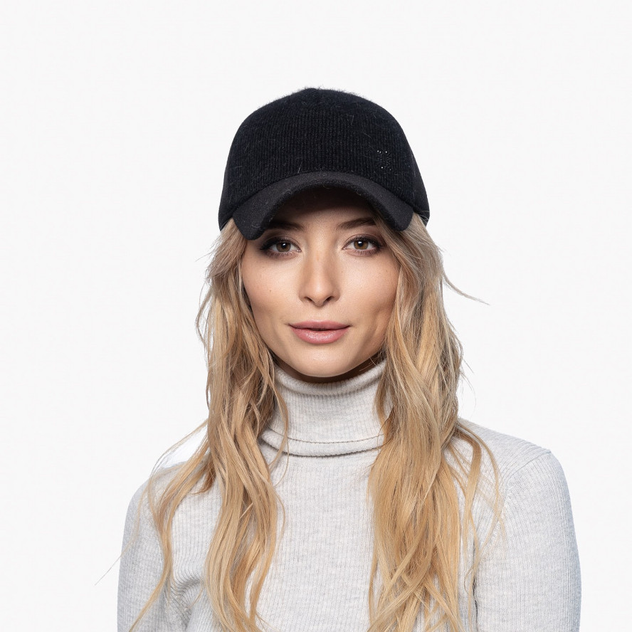 Бейсболка з регулятором і вушками жіноча ангора/кашемір чорна КЛАРІС 323-810, фото 6