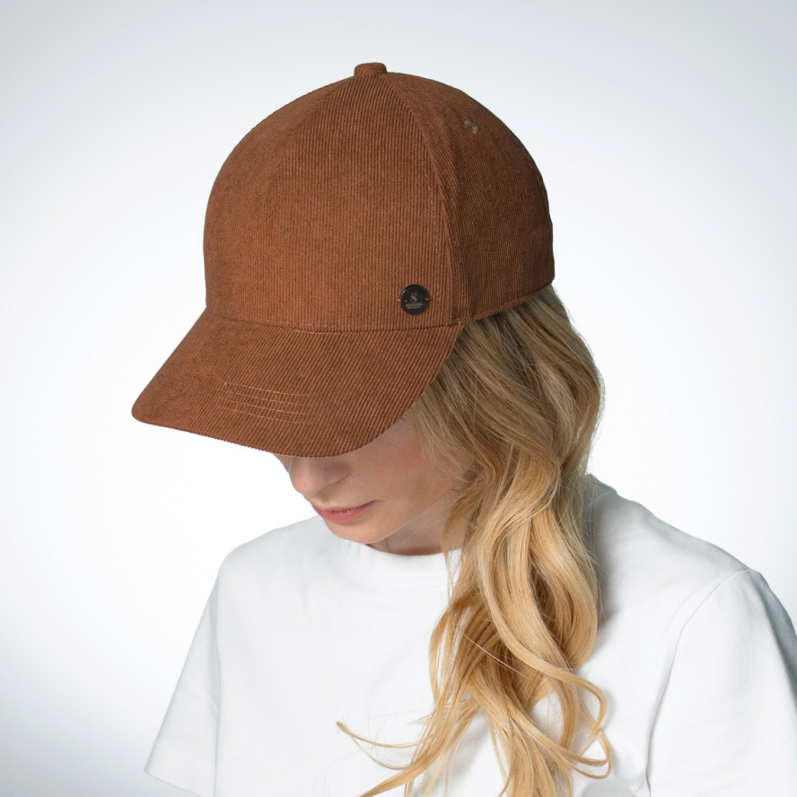 Бейсболка з регулятором жіноча вельвет коричнева ФРЕДА 396-838, фото 5