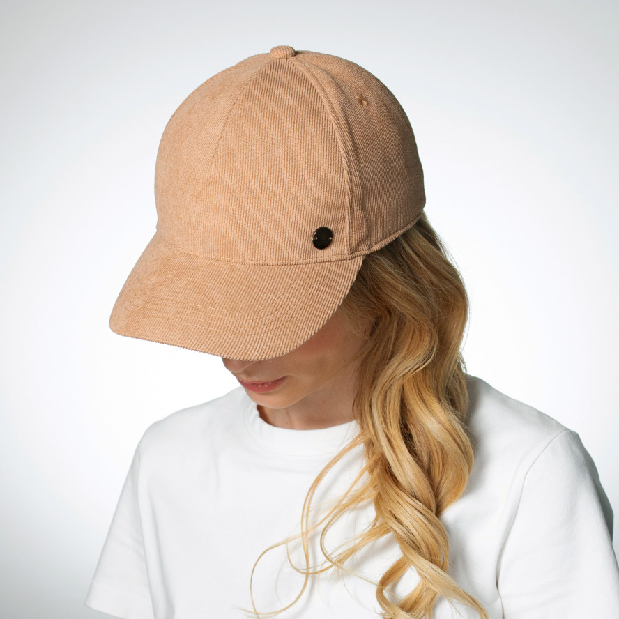 Бейсболка з регулятором жіноча вельвет бежева ФРЕДА 396-845, фото 5