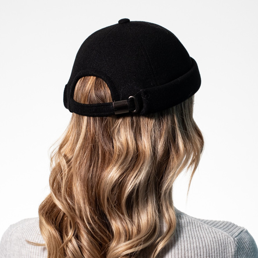 Бейсболка без козирка з регулятором жіноча вовна чорна ГРЕЙ 554-245, фото 8