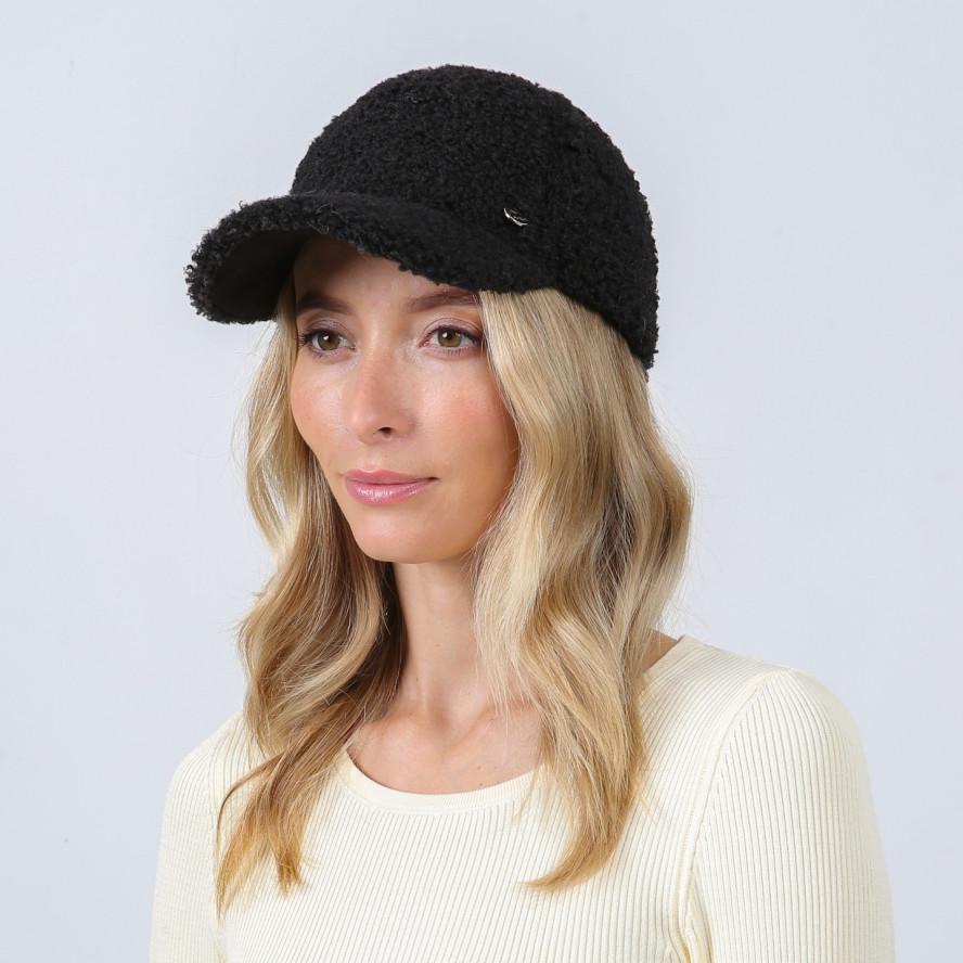 Бейсболка з регулятором жіноча штучне хутро каракуль чорна ДАРИНА 559-752, фото 4
