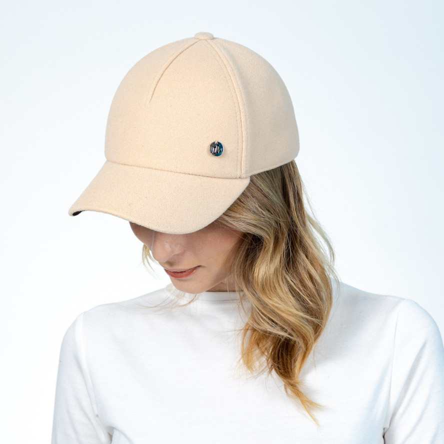 Бейсболка с регулятором женская шерсть бежевая ЭМИЛИЯ 564-176, фото 4