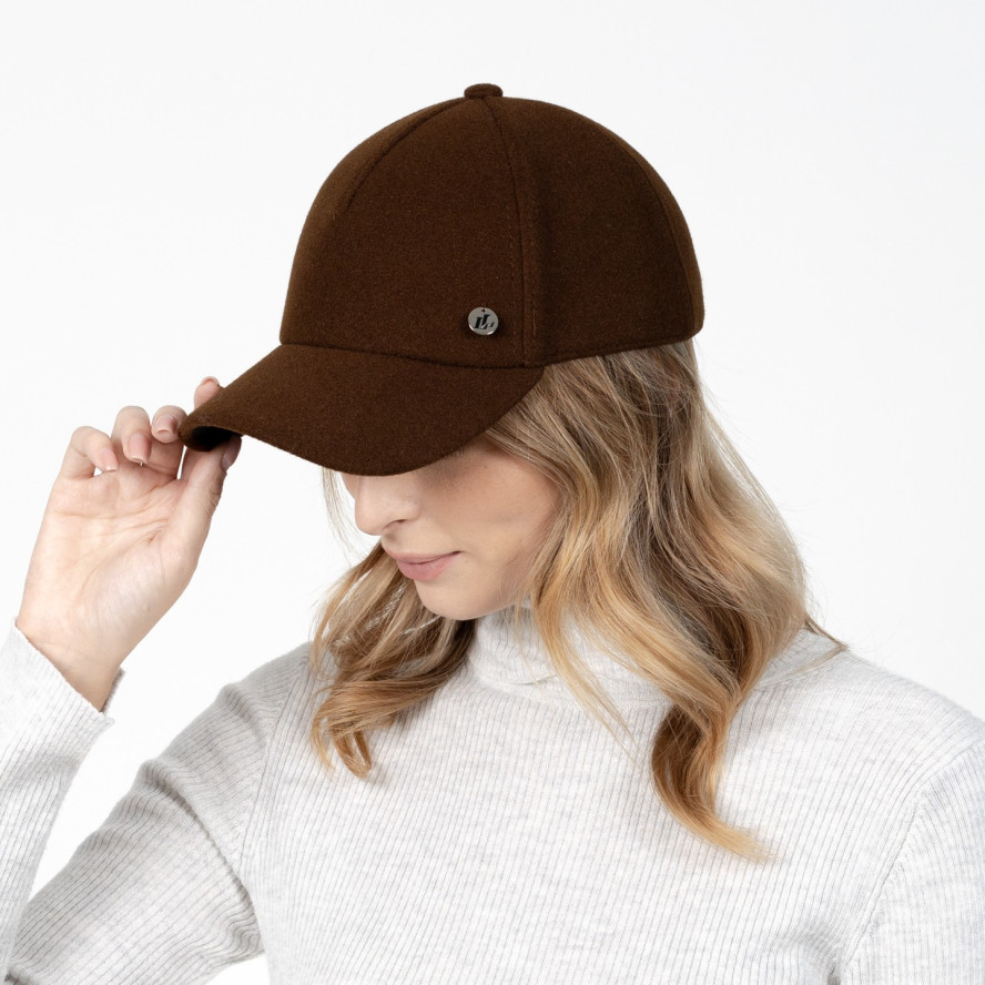 Бейсболка з регулятором жіноча вовна коричнева ЕМІЛІЯ 589-001, фото 4