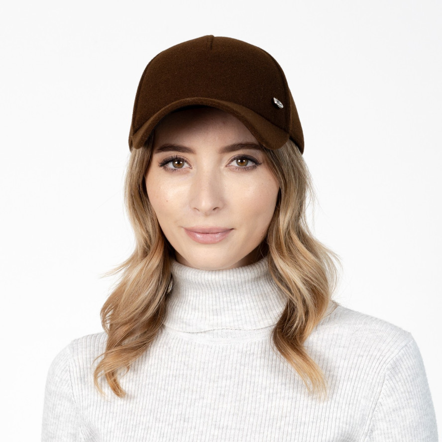 Бейсболка з регулятором жіноча вовна коричнева ЕМІЛІЯ 589-001, фото 5