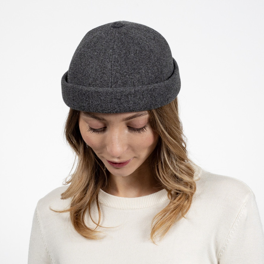 Бейсболка без козирка з регулятором жіноча вовна сіра ГРЕЙ 642-522, фото 7