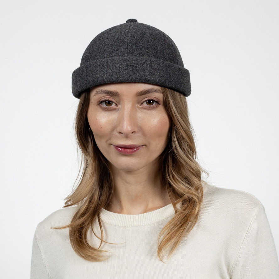 Бейсболка без козирка з регулятором жіноча вовна сіра ГРЕЙ 642-522, фото 6
