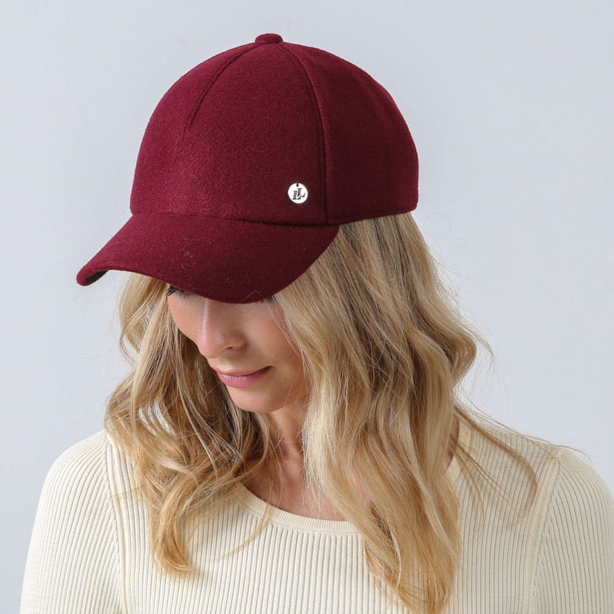 Бейсболка з регулятором жіноча вовна бордова ЕМІЛІЯ 880-085, фото 4