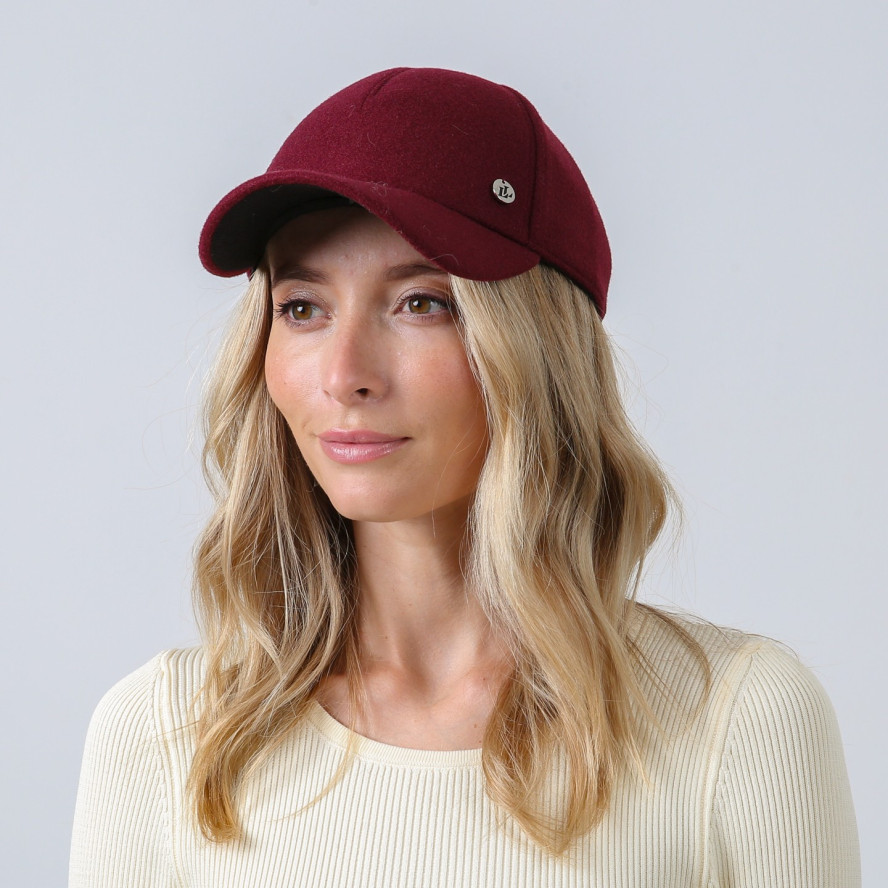 Бейсболка з регулятором жіноча вовна бордова ЕМІЛІЯ 880-085, фото 5
