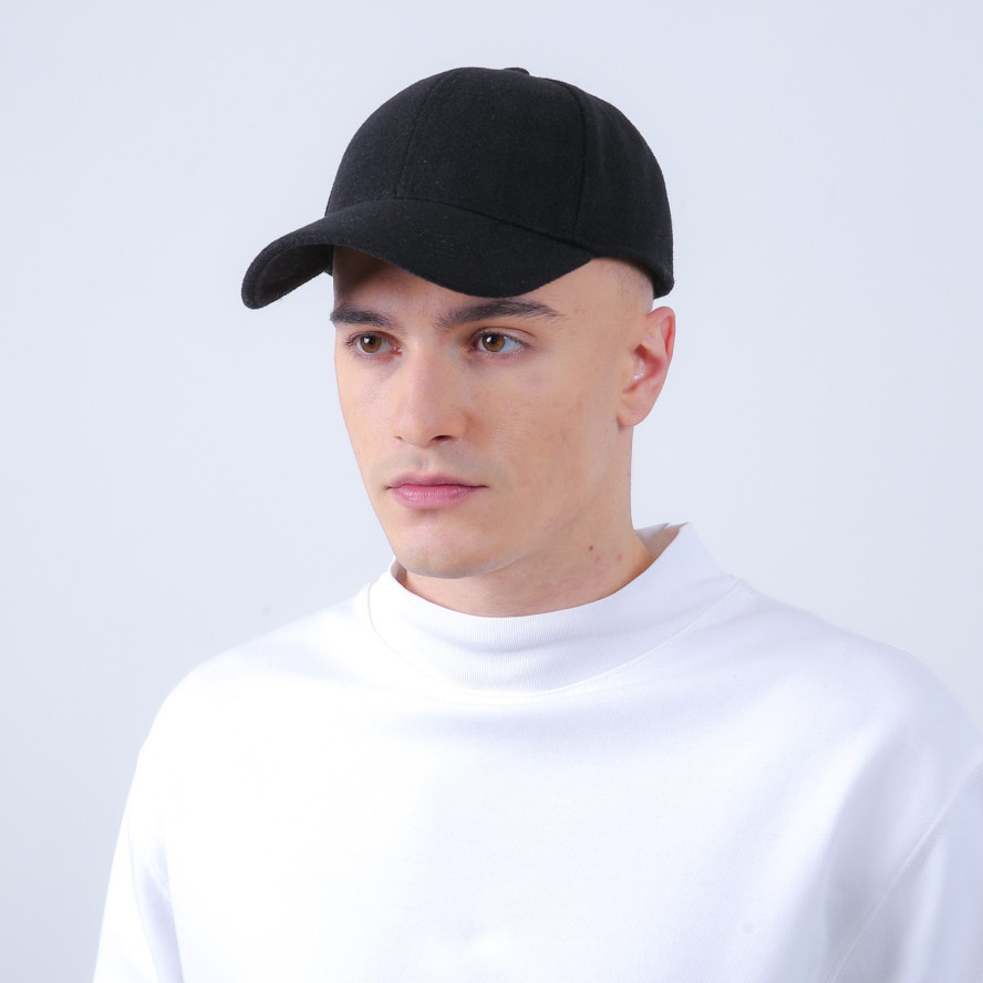 Бейсболка с регулятором и ушками мужская кашемир черная ТОНИ 923-751, фото 4