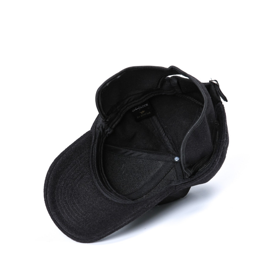 Бейсболка с регулятором и ушками мужская кашемир черная ТОНИ 923-751, фото 3