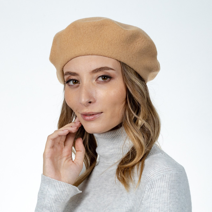 Берет жіночий вовна бежевий FLORA SUPER 267-925, фото 4