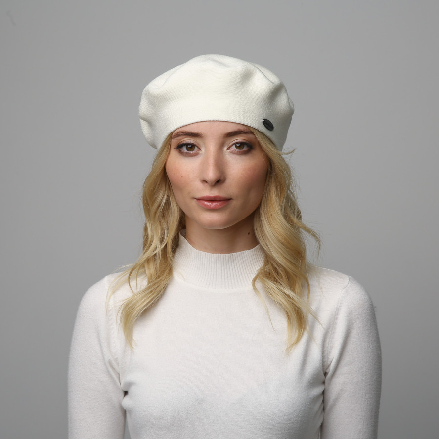 Берет жіночий модал молочний JANE 947-253, фото 4