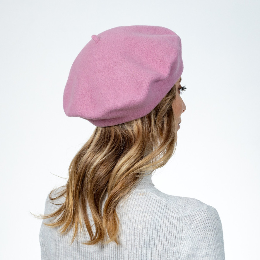 Берет жіночий вовна рожевий FLORA SUPER 570-375, фото 5