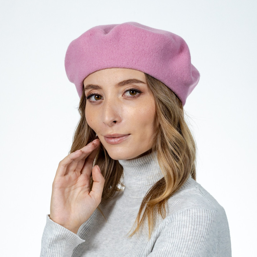 Берет жіночий вовна рожевий FLORA SUPER 570-375, фото 4