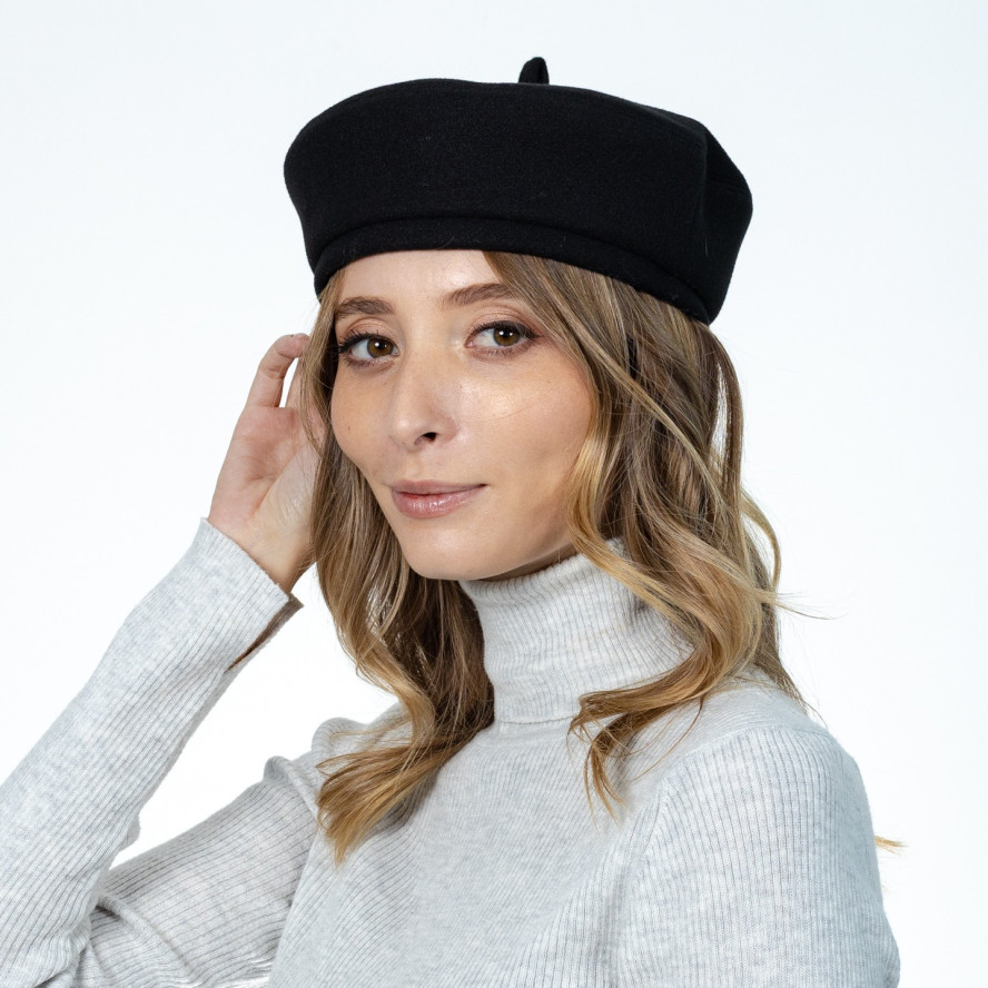 Берет жіночий вовна чорний АНІЛА 577-398, фото 4