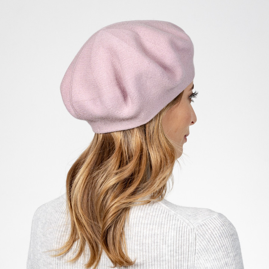 Берет женский вискоза с шерстью розовый НОНА 584-235, фото 5