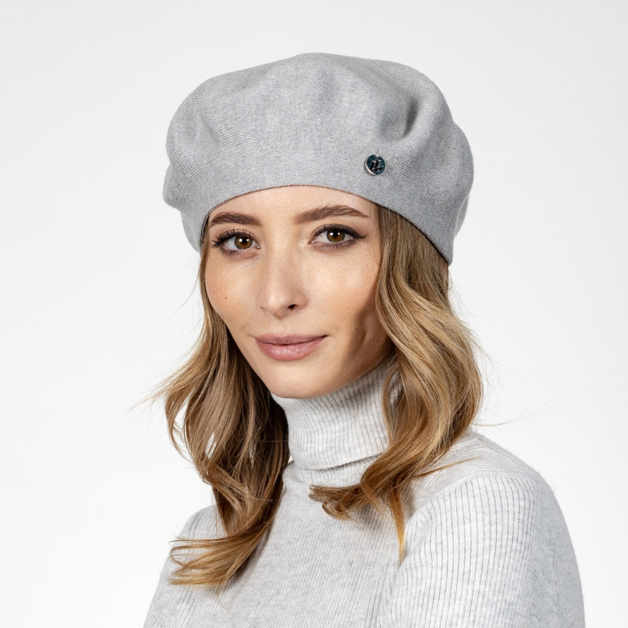 Берет жіночий віскоза з вовною сірий НОНА 584-242, фото 4