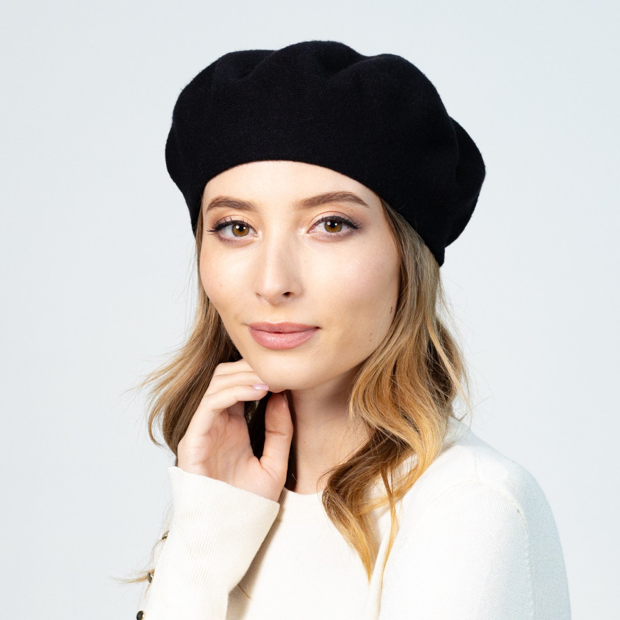 Берет женский вискоза с шерстью черный НОНА 584-259, фото 4