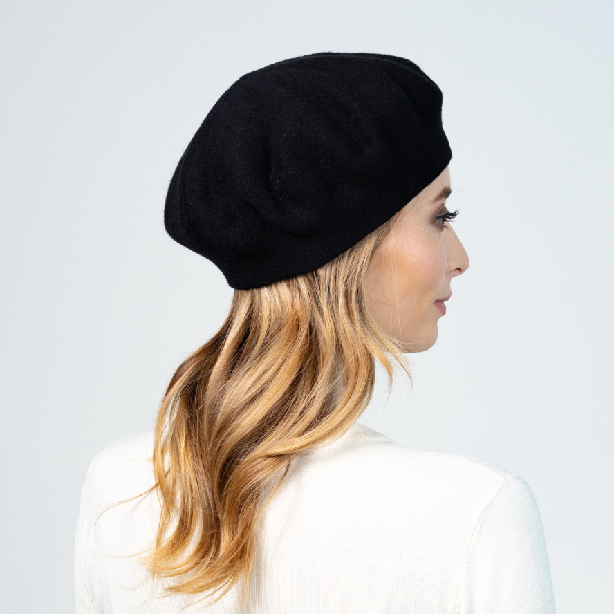 Берет женский вискоза с шерстью черный НОНА 584-259, фото 5