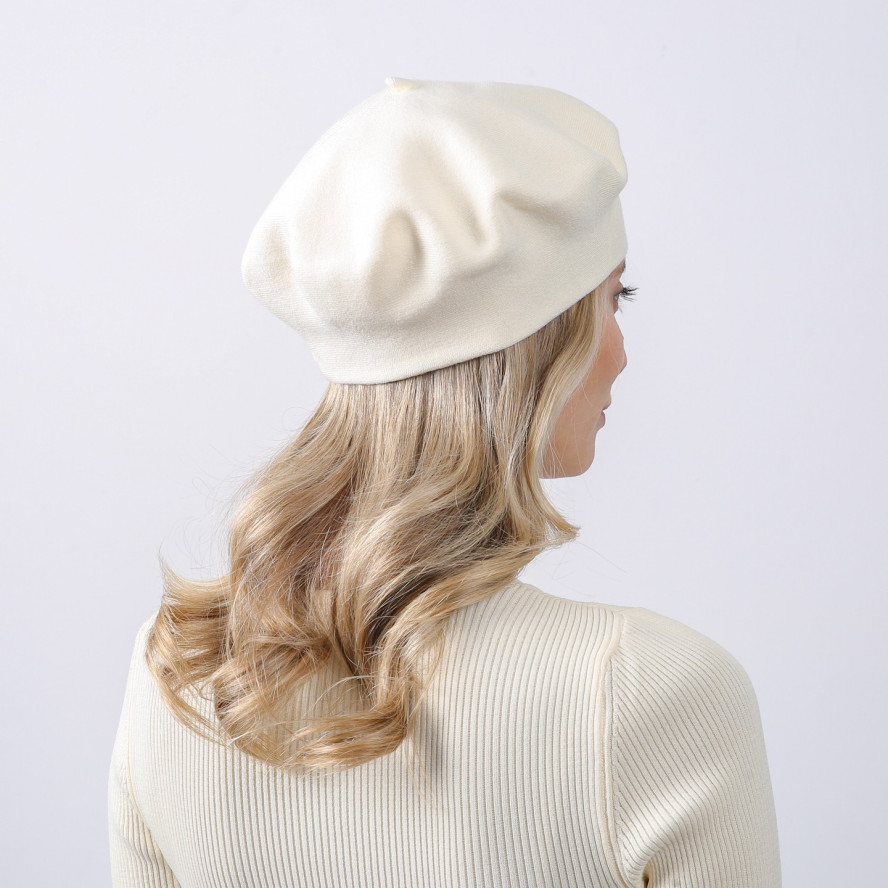 Берет жіночий віскоза молочний ЛЕЙЛА 926-073, фото 5