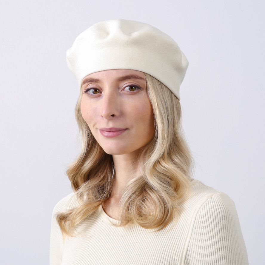 Берет жіночий віскоза молочний ЛЕЙЛА 926-073, фото 4