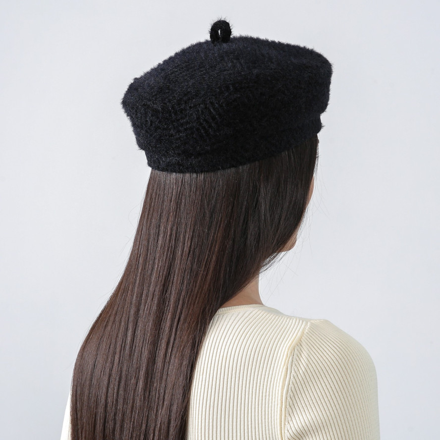 Берет жіночий ангора чорний ЕНЖІ 938-199, фото 4