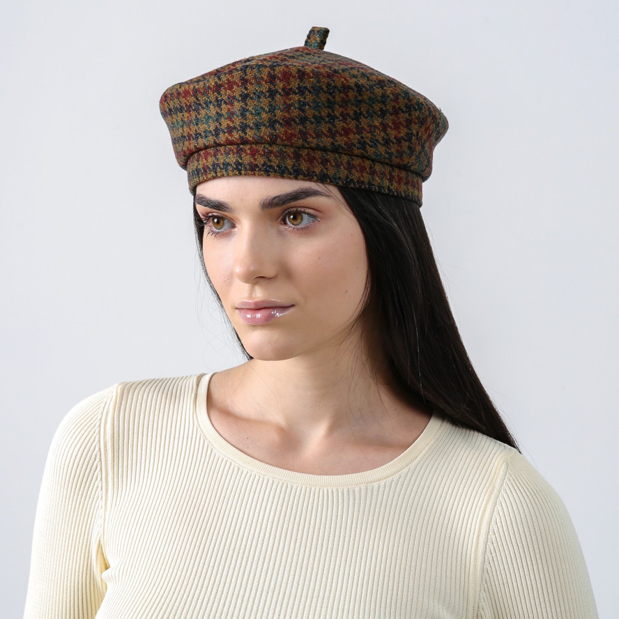 Берет жіночий вовна бордово-зелений ЕНЖІ 938-281, фото 3