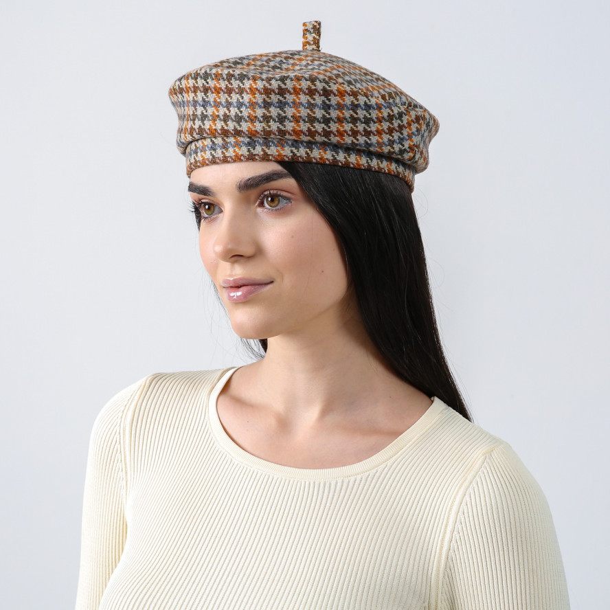 Берет жіночий вовна помаранчево-блакитний ЕНЖІ 938-304, фото 3