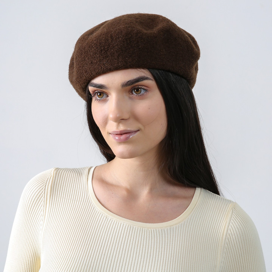 Берет жіночий вовна коричневий СІНА 952-935, фото 4