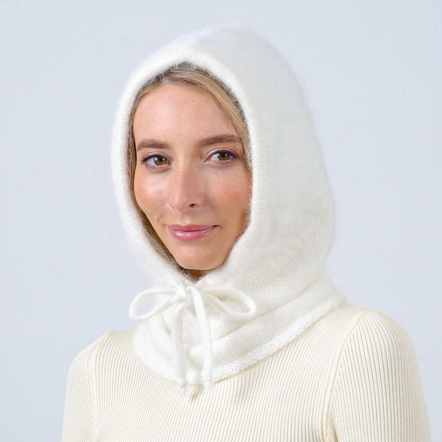 Капор женский ангора молочный LEXI 659-538, фото 3