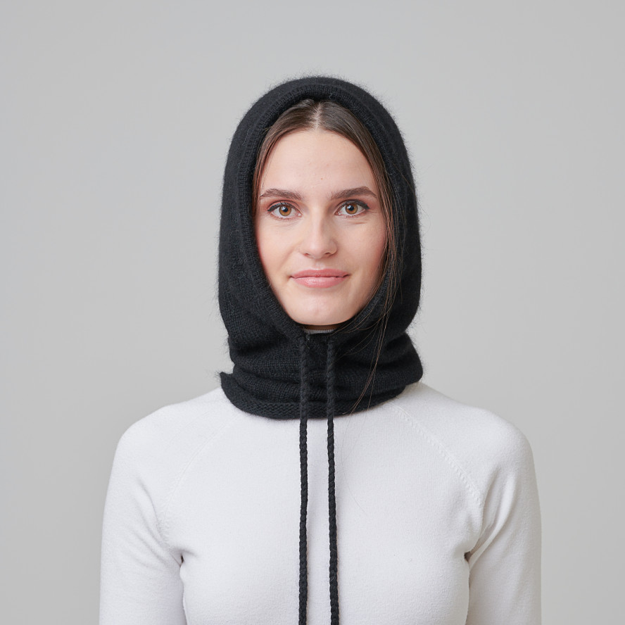 Капор жіночий віскоза з ангорою чорний SUSAN 954-688, фото 4