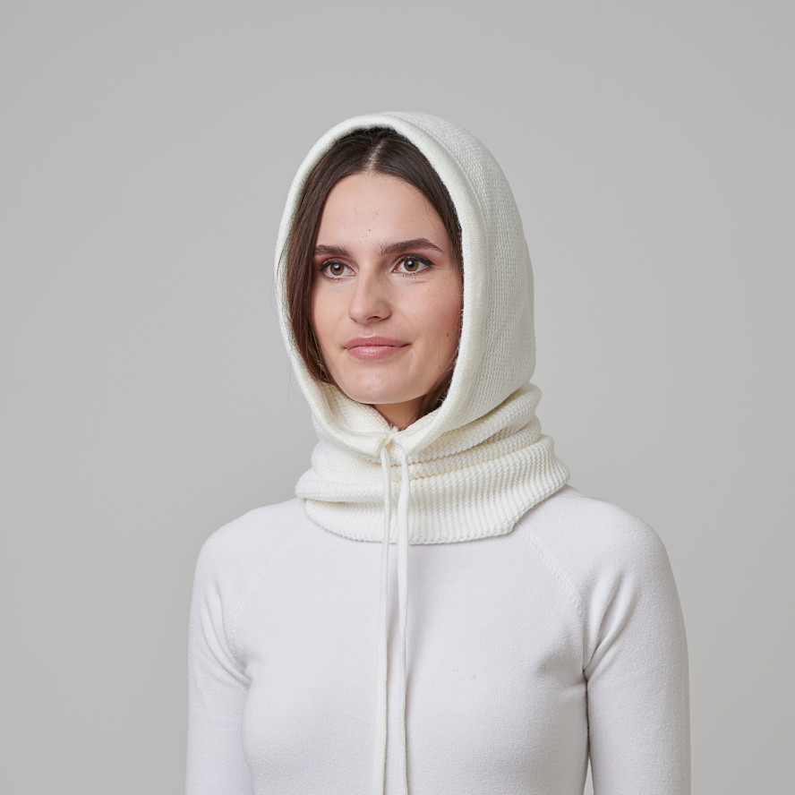 Капор жіночий вовна з акрилом молочний POLLY 954-718, фото 3