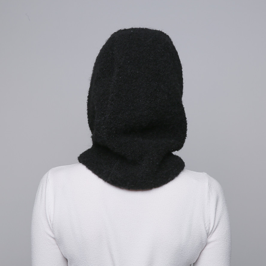 Капор-капюшон жіночий вовна з поліестером чорний BARBARA 000-421, фото 5