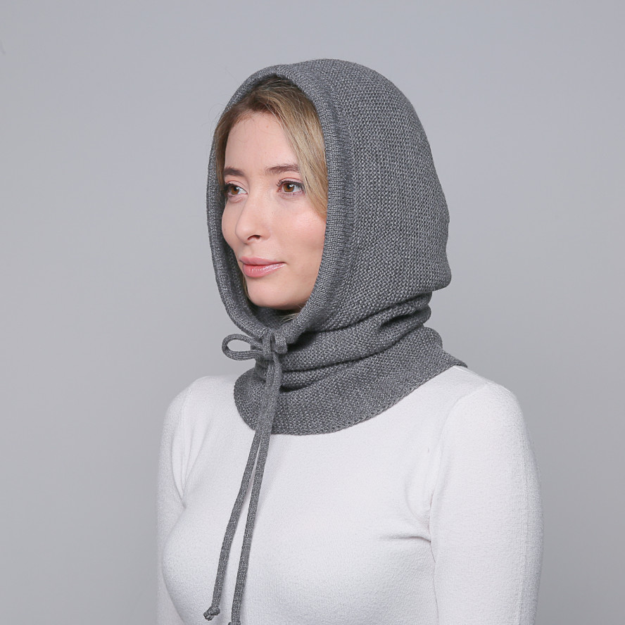 Капор жіночий вовна з акрилом сірий POLLY 021-570, фото 3