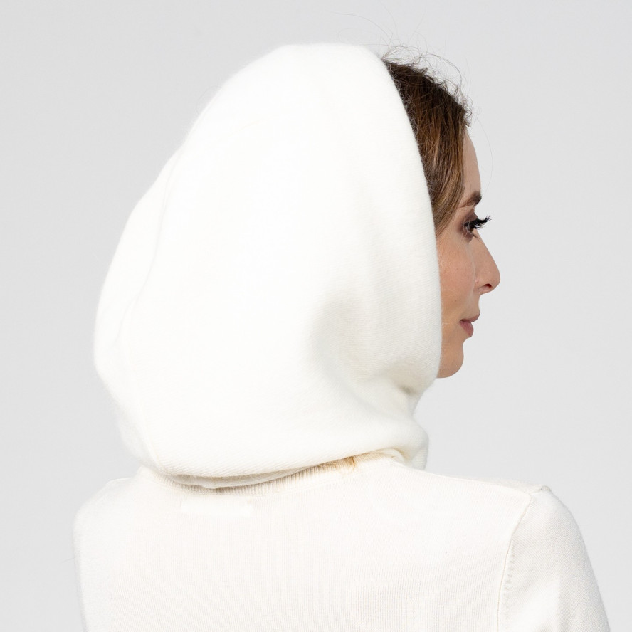 Капор-капюшон жіночий вовна білий MONA 052-833, фото 4