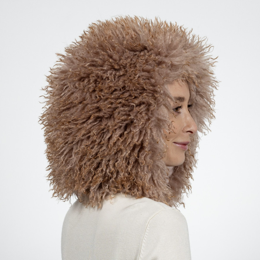 Капор жіночий штучне хутро лама коричневий ВЕНЕЯ 640-818, фото 5