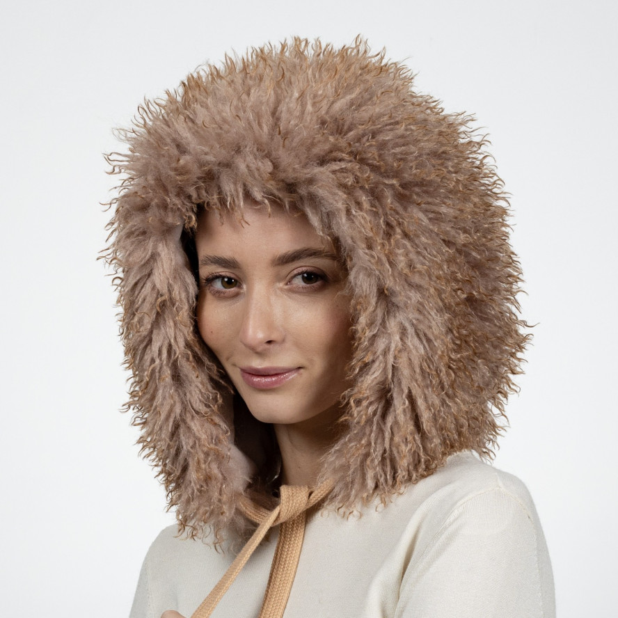 Капор жіночий штучне хутро лама коричневий ВЕНЕЯ 640-818, фото 4