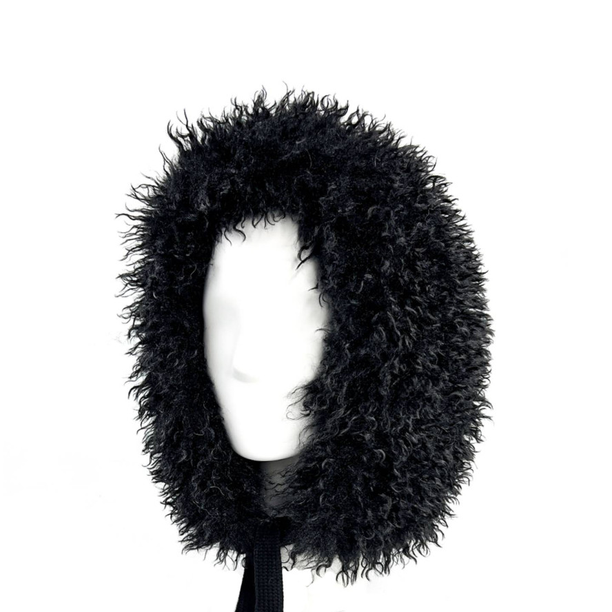 Капор жіночий штучне хутро лама чорний ВЕНЕЯ 640-825, фото 1
