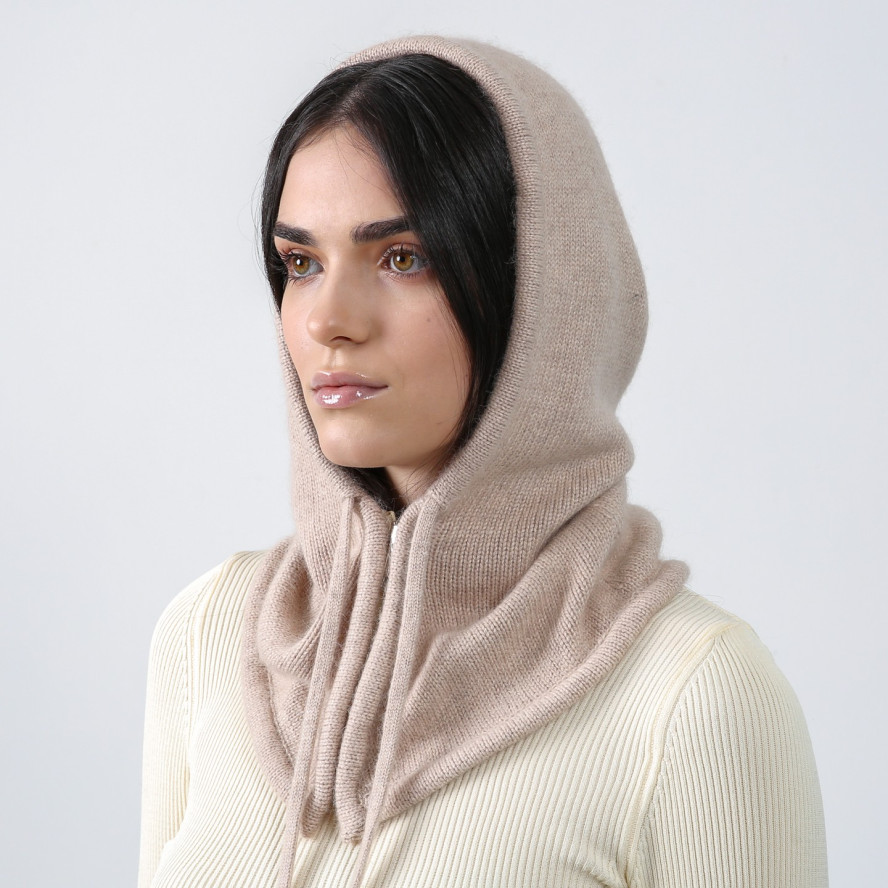 Капор женский вискоза с ангорой бежевый ЛЕНДА 952-065, фото 3